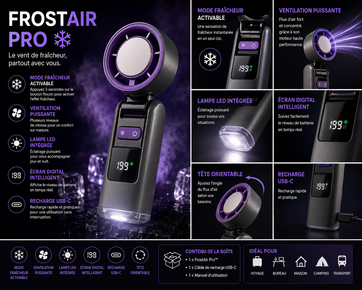 FrostAir Pro™ – Ventilateur Portable Rafraîchissant